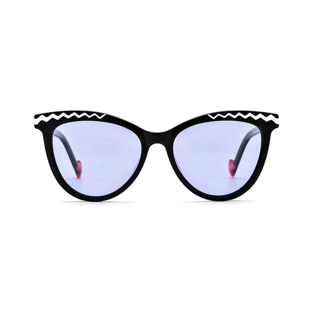Betty’s Retro Shades Bambi sunglasses in marbled black with purple lenses
