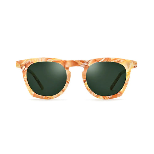 Betty’s Retro Shades Betsy sunglasses in marbled orange with dark green lenses