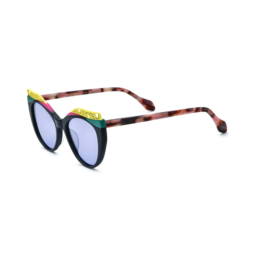 Betty’s Retro Shades Birdie sunglasses in marbled black with dark grey lenses
