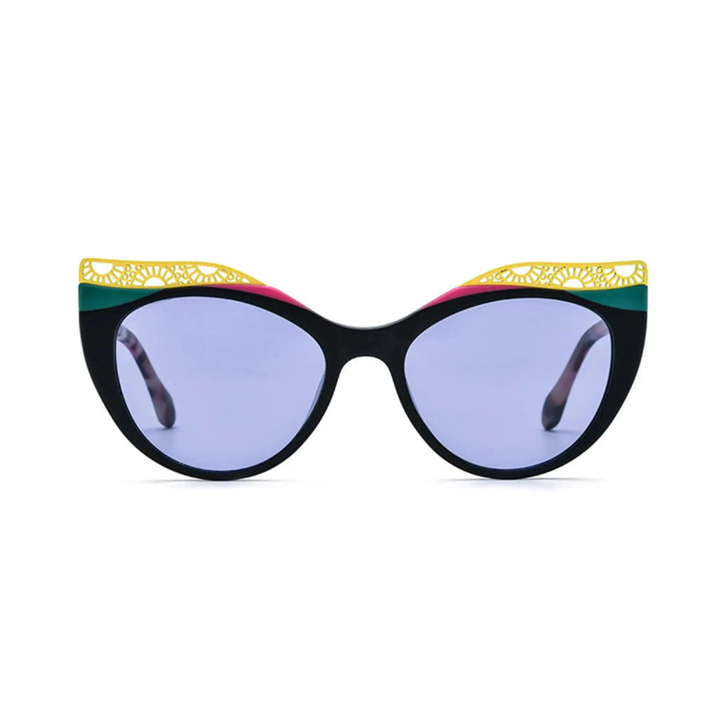 Betty’s Retro Shades Birdie sunglasses in marbled black with dark grey lenses