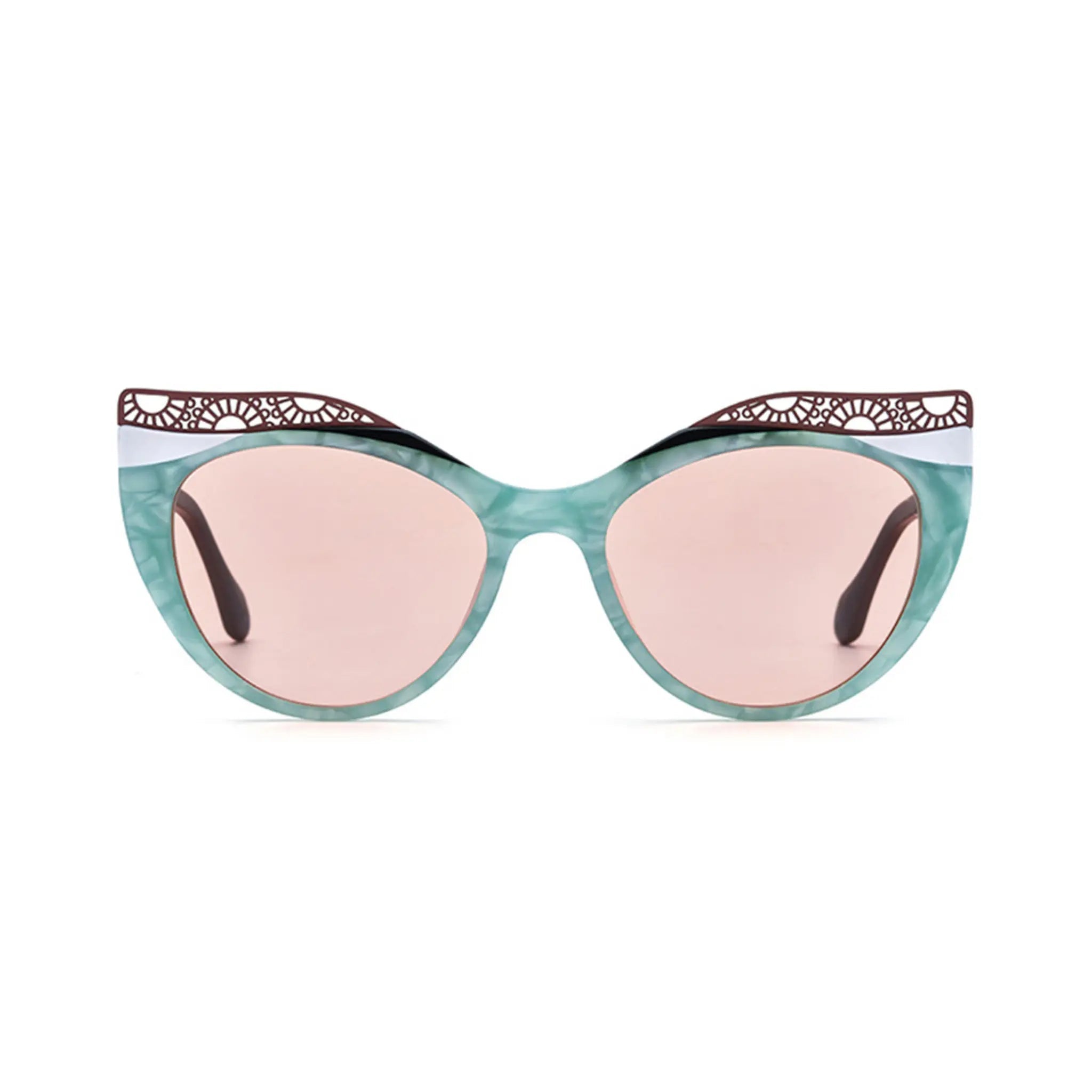 Betty’s Retro Shades Birdie sunglasses in marbled green with rose lenses