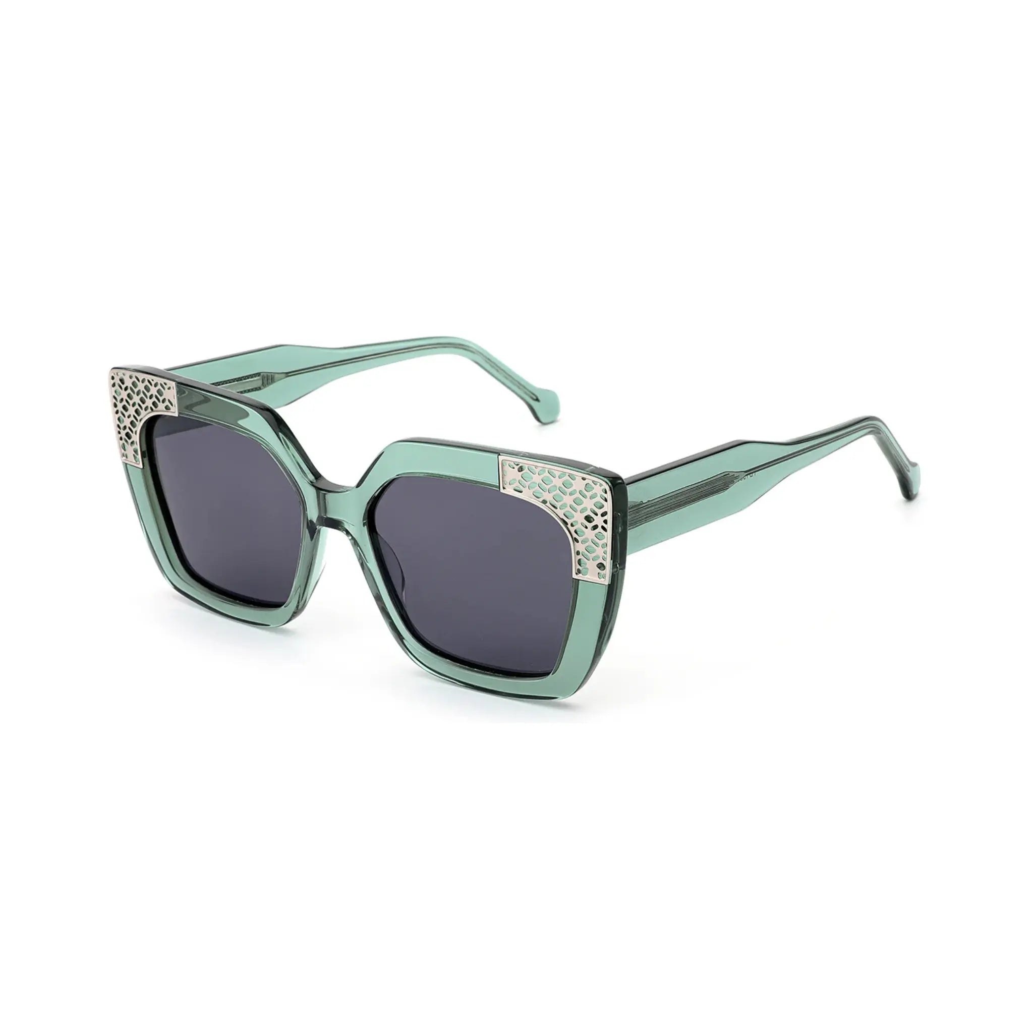 Betty’s Retro Shades Bunny sunglasses in clear green with dark grey lenses
