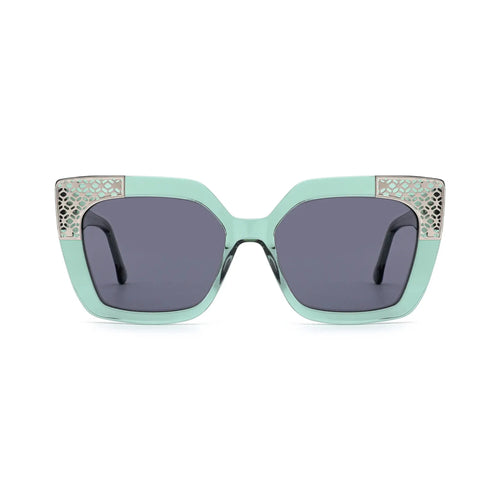 Betty’s Retro Shades Bunny sunglasses in clear green with dark grey lenses