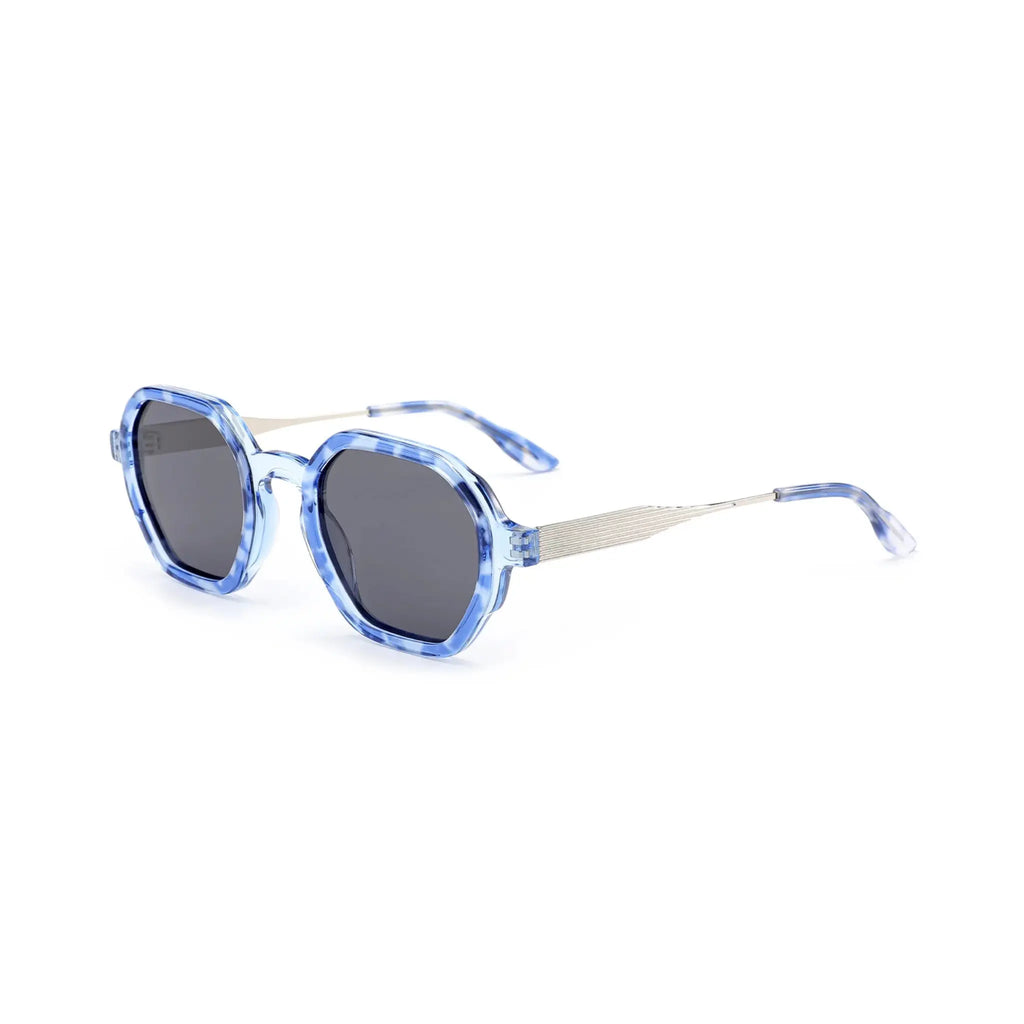 Betty’s Retro Shades Elise sunglasses in marbled blue with dark grey lenses