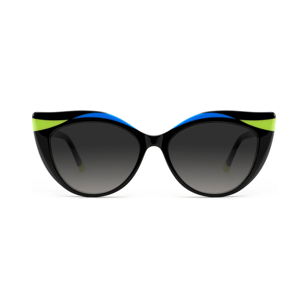 Betty’s Retro Shades Evelyn sunglasses in marbled black with grey gradient lenses
