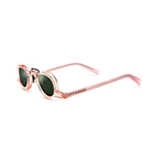 Betty’s Retro Shades Inez sunglasses in clear pink with dark green lenses