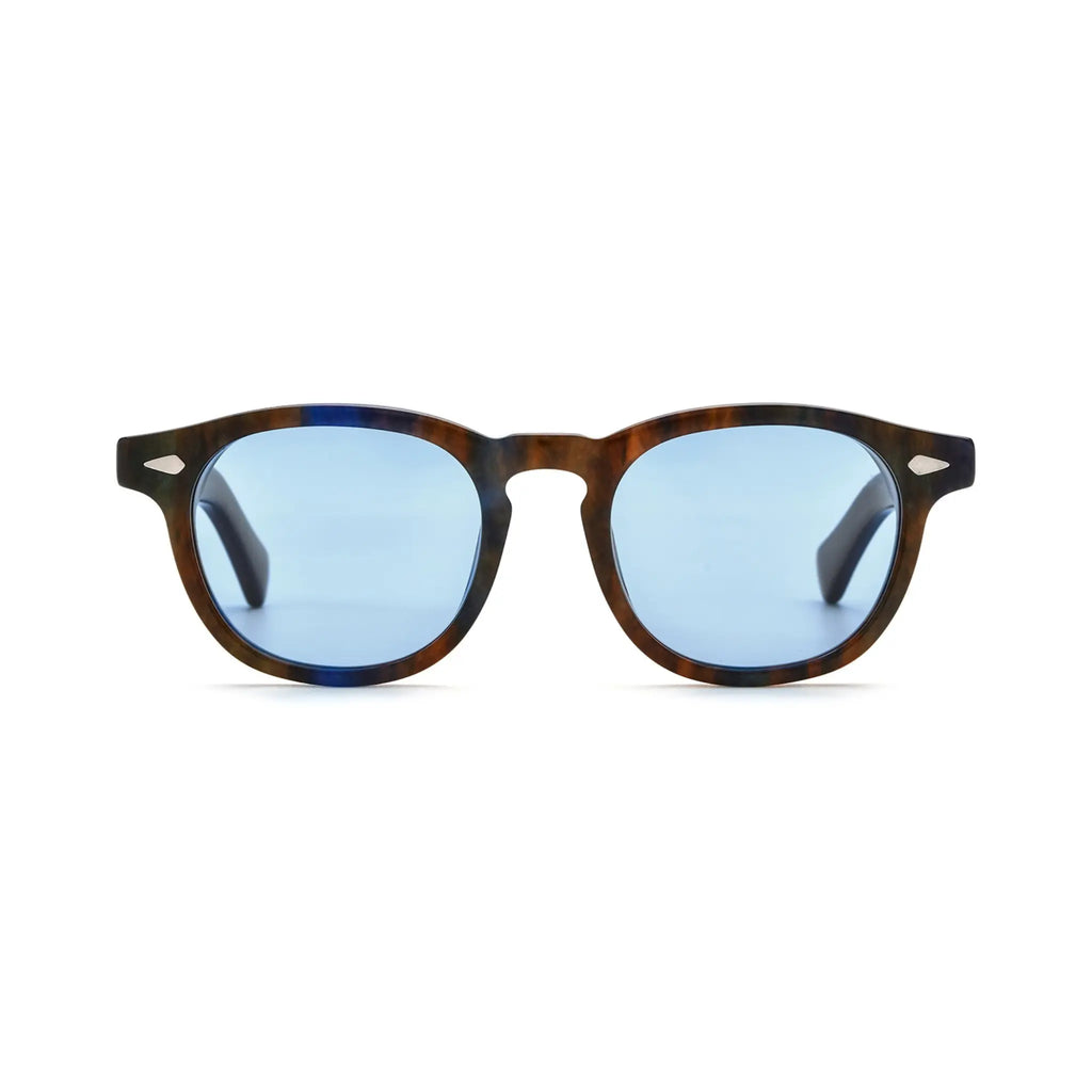 Betty’s Retro Shades Iris sunglasses in marbled brown with blue lenses
