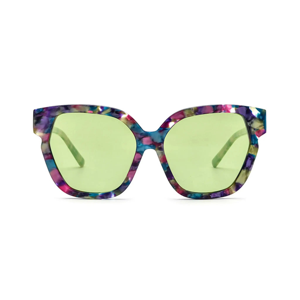 Betty’s Retro Shades Lucinda sunglasses in marbled purple with green lenses