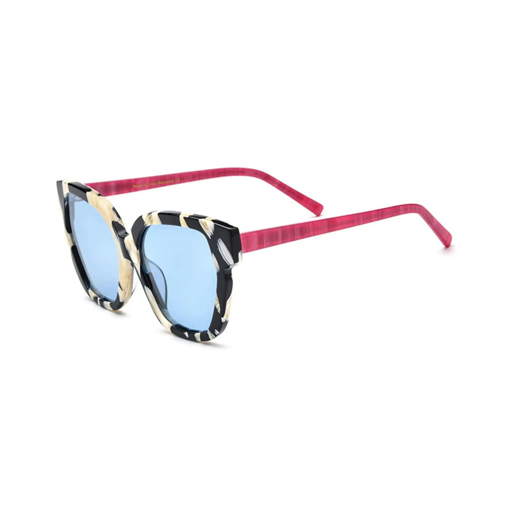 Betty’s Retro Shades Lucinda sunglasses in marbled white with blue lenses