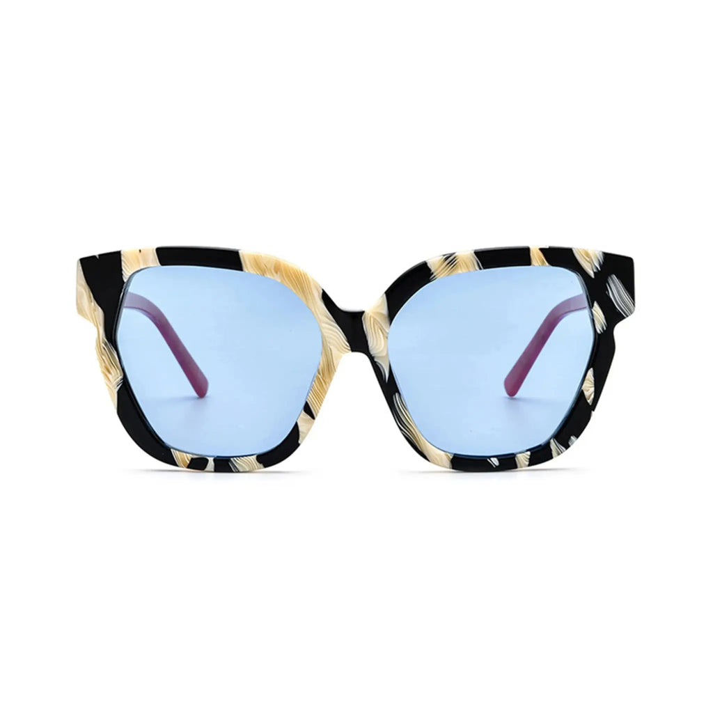Betty’s Retro Shades Lucinda sunglasses in marbled white with blue lenses