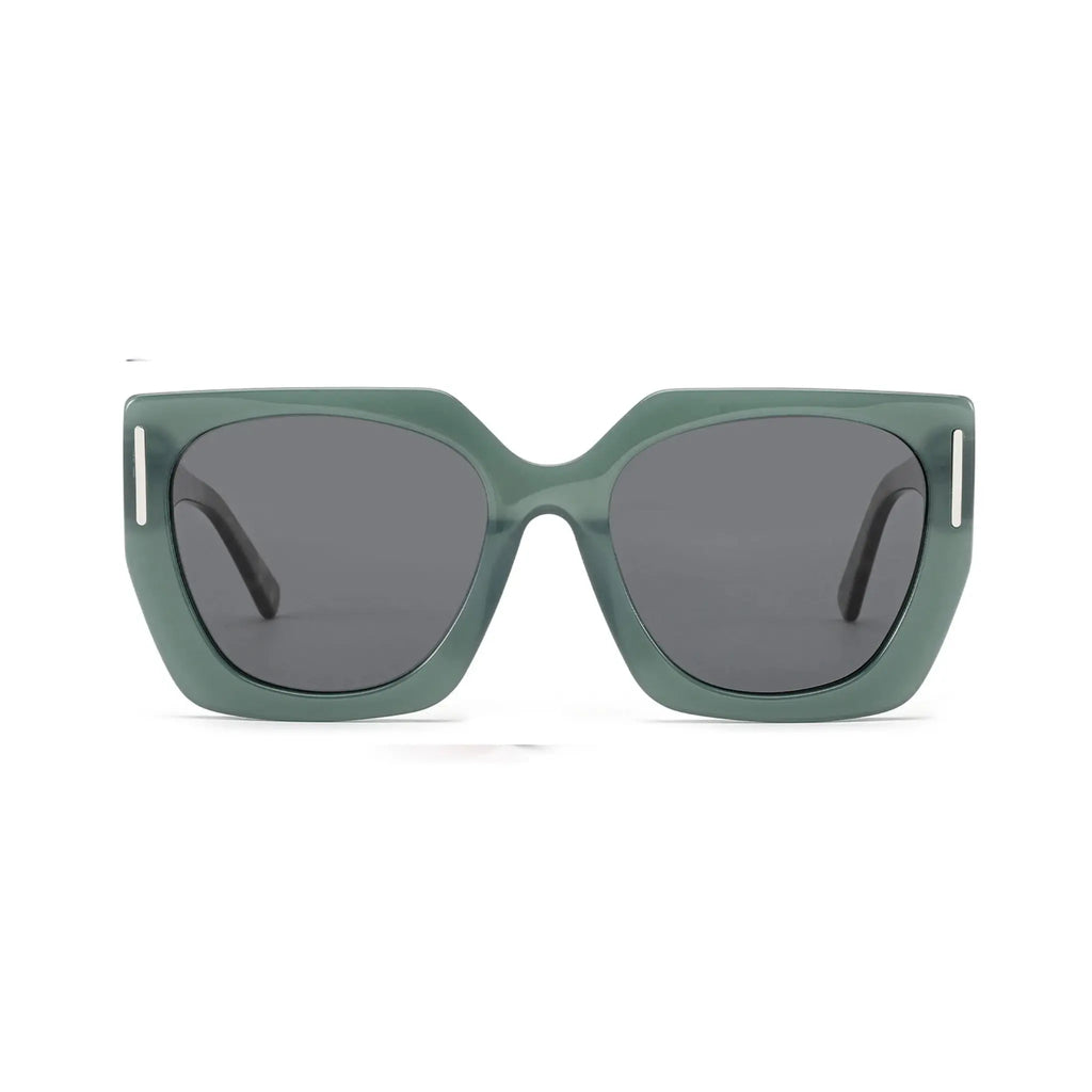 Betty’s Retro Shades Magnolia sunglasses in clear green with dark grey lenses