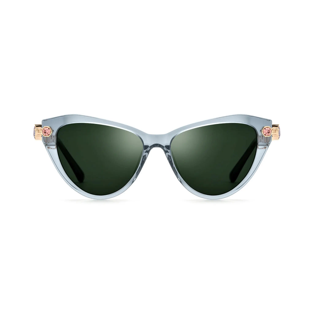 Betty’s Retro Shades Priscilla sunglasses in clear grey with dark green lenses